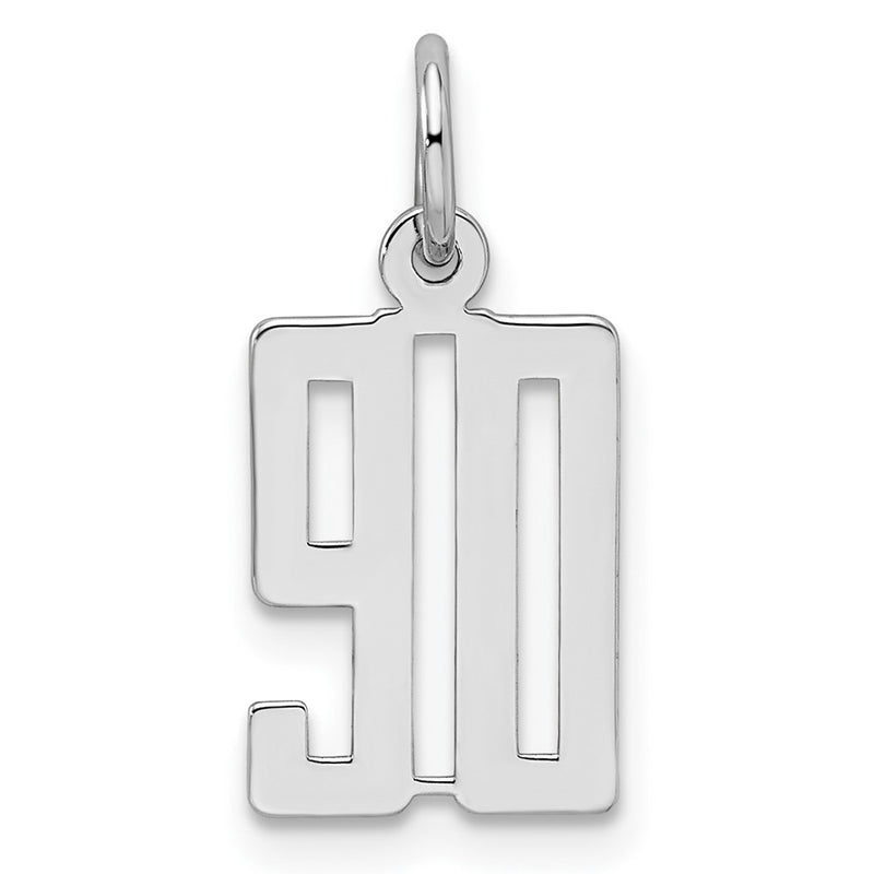 Sterling Silver Silver/Rhodium-Plated Elongated Number 90 Charm