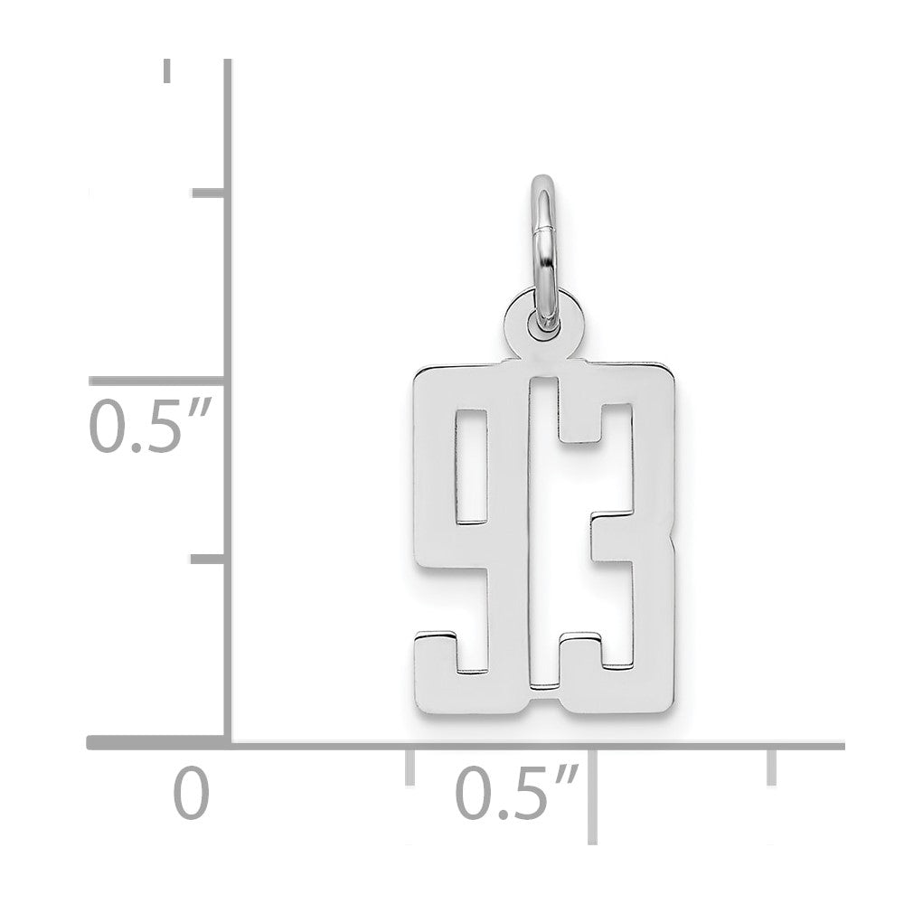 Sterling Silver Silver/Rhodium-Plated Elongated Number 93 Charm