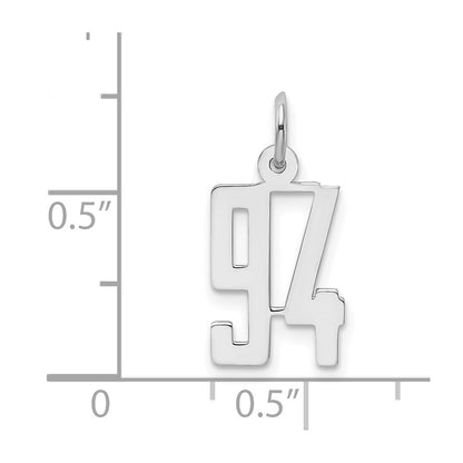 Sterling Silver Silver/Rhodium-Plated Elongated Number 94 Charm
