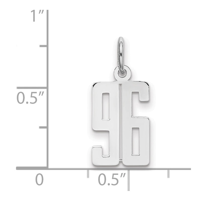 Sterling Silver Silver/Rhodium-Plated Elongated Number 96 Charm