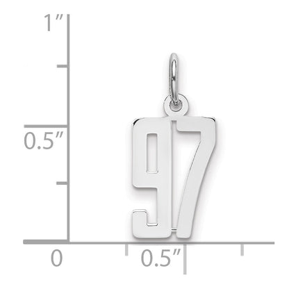 Sterling Silver Silver/Rhodium-Plated Elongated Number 97 Charm