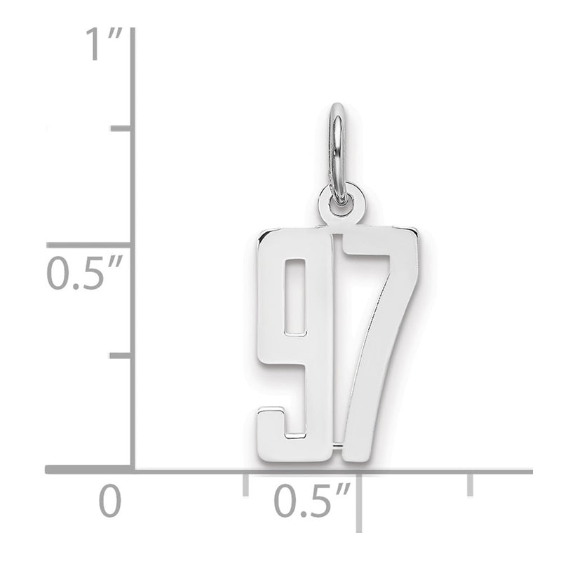 Sterling Silver Silver/Rhodium-Plated Elongated Number 97 Charm