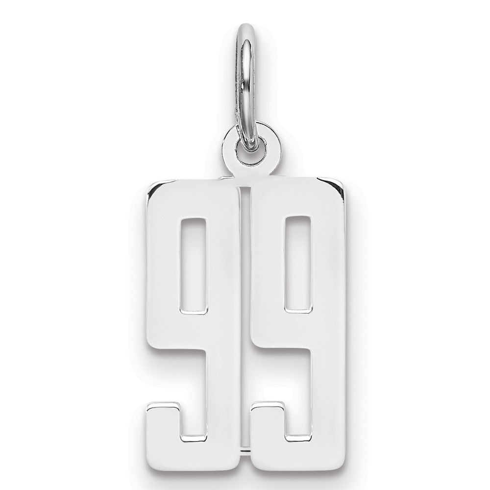 Sterling Silver Silver/Rhodium-Plated Elongated Number 99 Charm