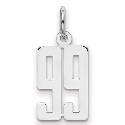 Sterling Silver Silver/Rhodium-Plated Elongated Number 99 Charm