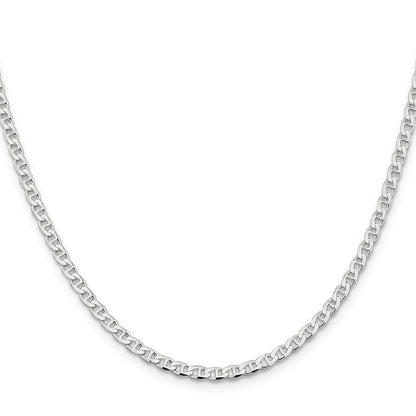 Sterling Silver 3.15mm D/C Flat Anchor Curb Chain Necklace