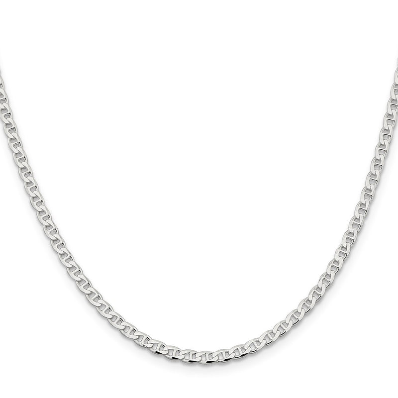 Sterling Silver 3.15mm D/C Flat Anchor Curb Chain Necklace