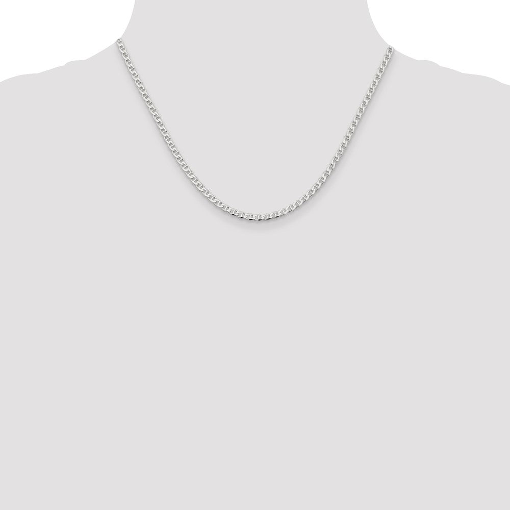 Sterling Silver 3.15mm D/C Flat Anchor Curb Chain Necklace