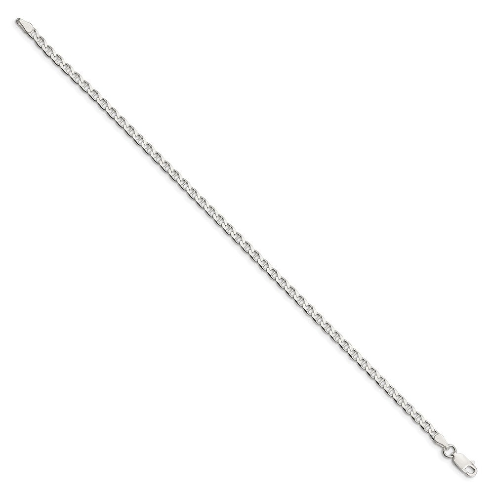 Sterling Silver 3.15mm D/C Flat Anchor Curb Chain Bracelet