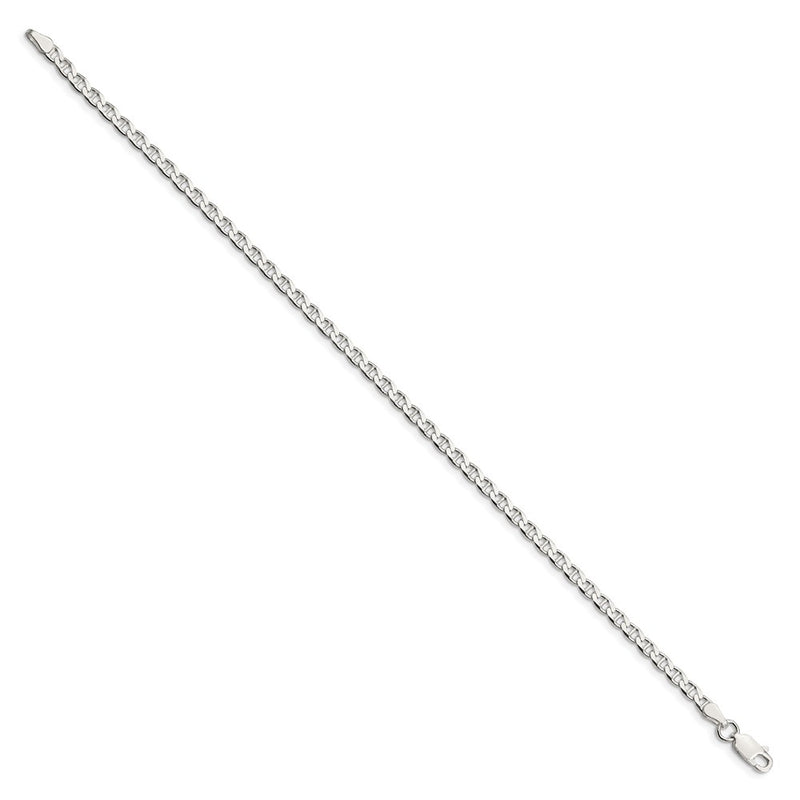 Sterling Silver 3.15mm D/C Flat Anchor Curb Chain Bracelet