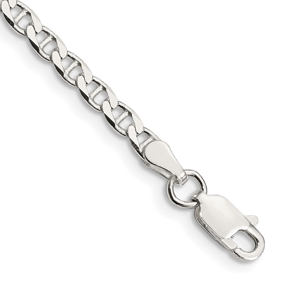 Sterling Silver 3.15mm D/C Flat Anchor Curb Chain Bracelet