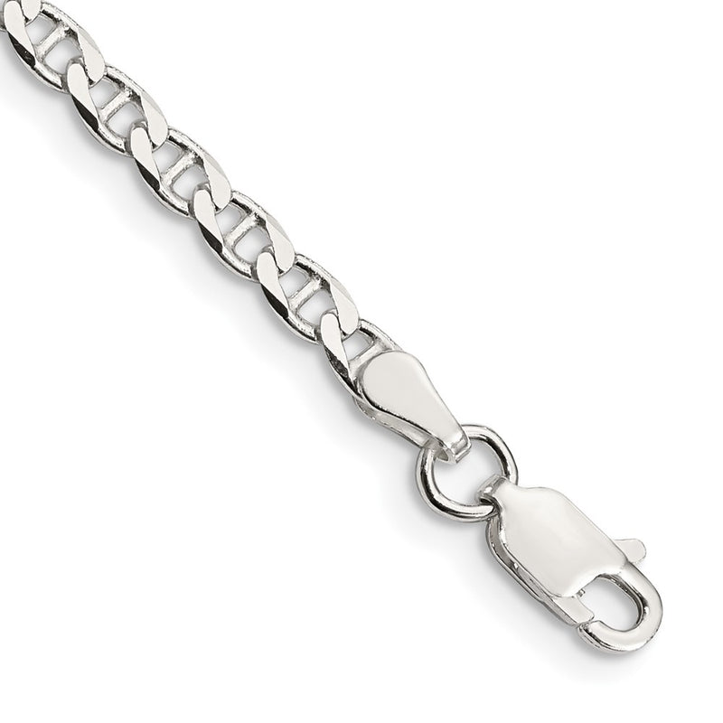 Sterling Silver 3.15mm D/C Flat Anchor Curb Chain Bracelet