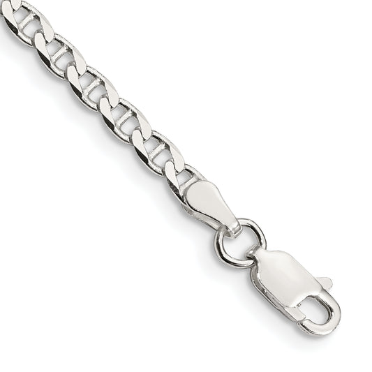 7 Inch Sterling Silver 3.15mm D/C Flat Anchor Curb Chain