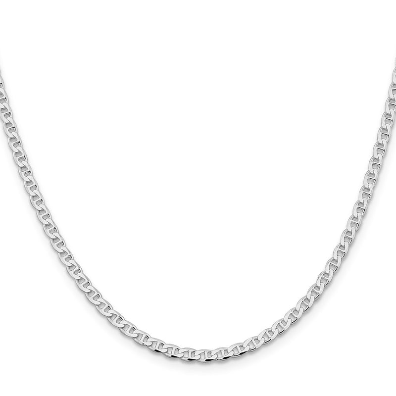 Sterling Silver Rhodium-plated 3.15mm D/C Flat Anchor Curb Chain Necklace