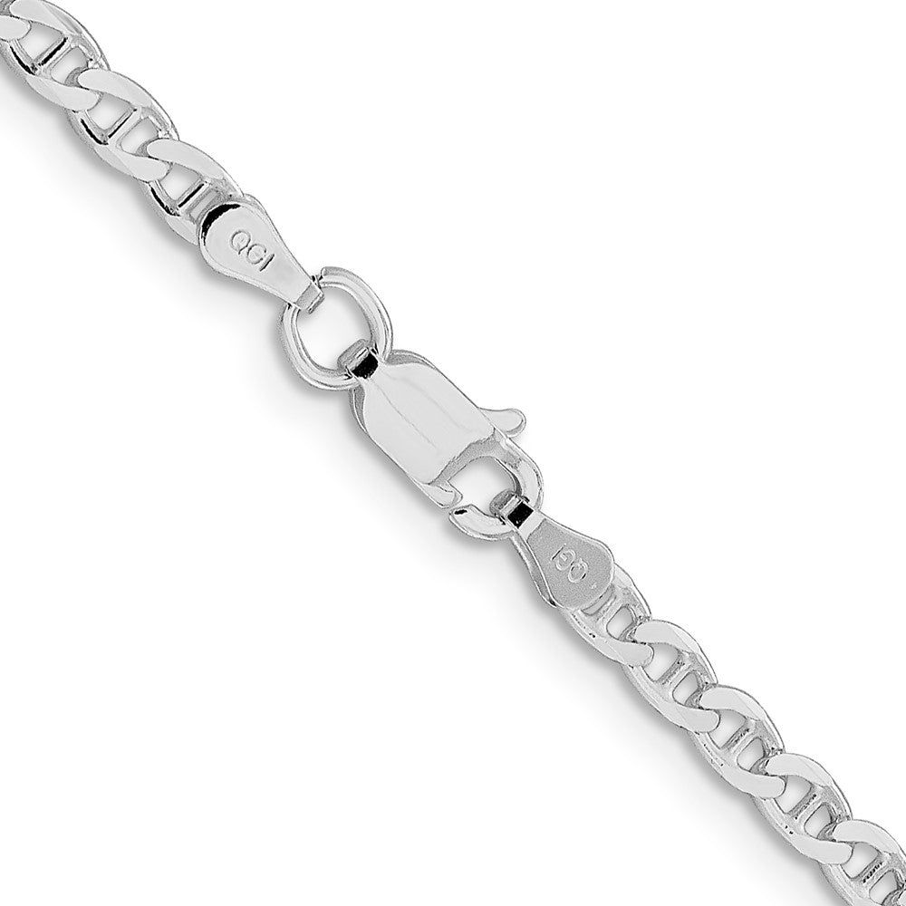 Sterling Silver Rhodium-plated 3.15mm D/C Flat Anchor Curb Chain Necklace