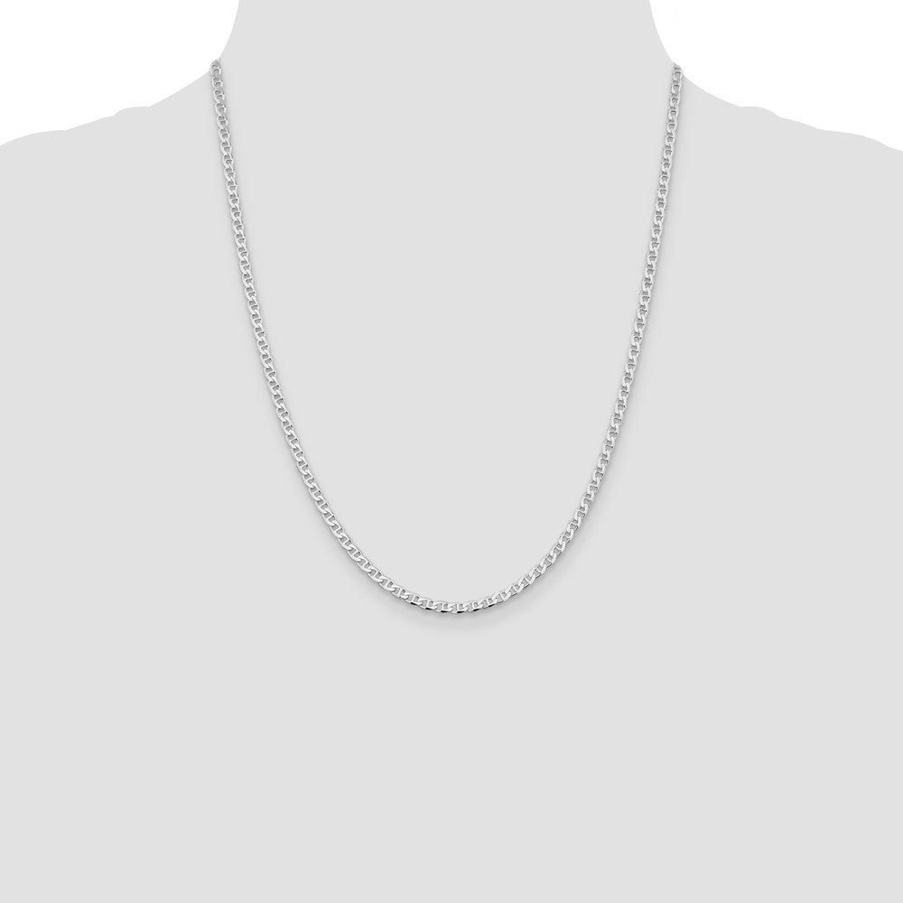 Sterling Silver Rhodium-plated 3.15mm D/C Flat Anchor Curb Chain Necklace