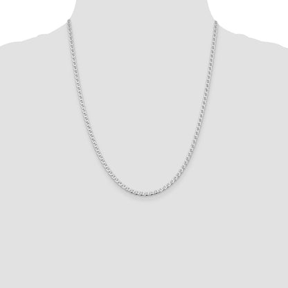 Sterling Silver Rhodium-plated 3.15mm D/C Flat Anchor Curb Chain Necklace