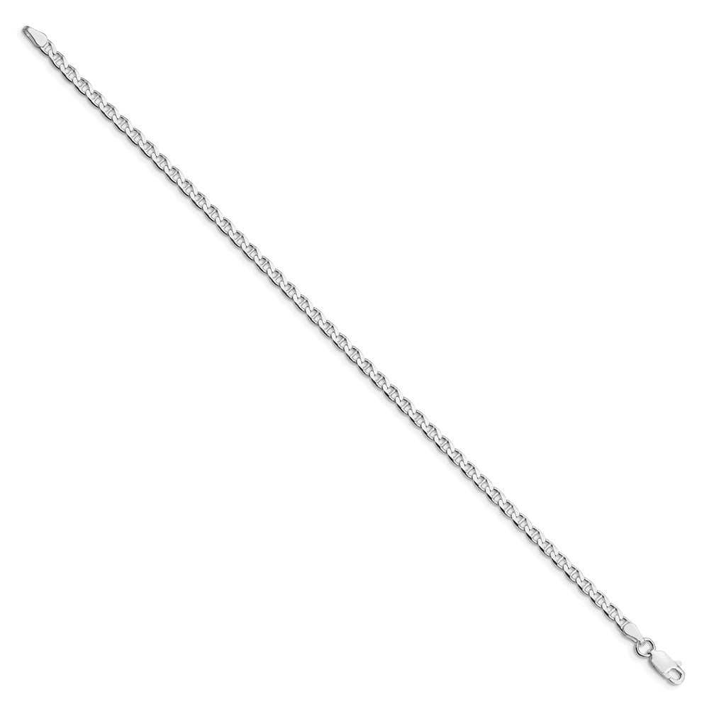 Sterling Silver Rhodium-plated 3.15mm D/C Flat Anchor Curb Chain Bracelet