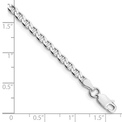 Sterling Silver Rhodium-plated 3.15mm D/C Flat Anchor Curb Chain Bracelet