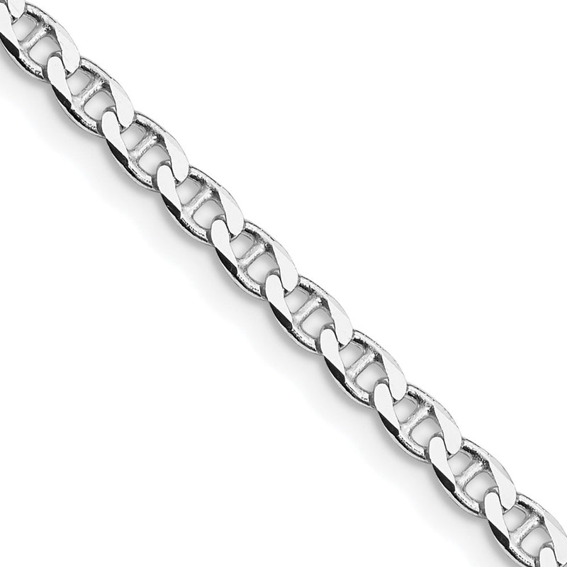 Sterling Silver Rhodium-plated 3.15mm D/C Flat Anchor Curb Chain Necklace