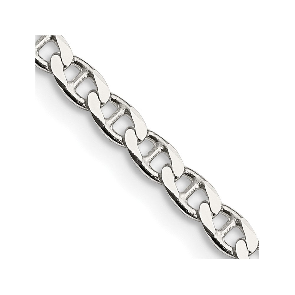 Sterling Silver 3.15mm D/C Flat Anchor Curb Chain Necklace