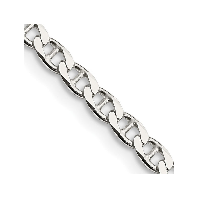 Sterling Silver 3.15mm D/C Flat Anchor Curb Chain Necklace