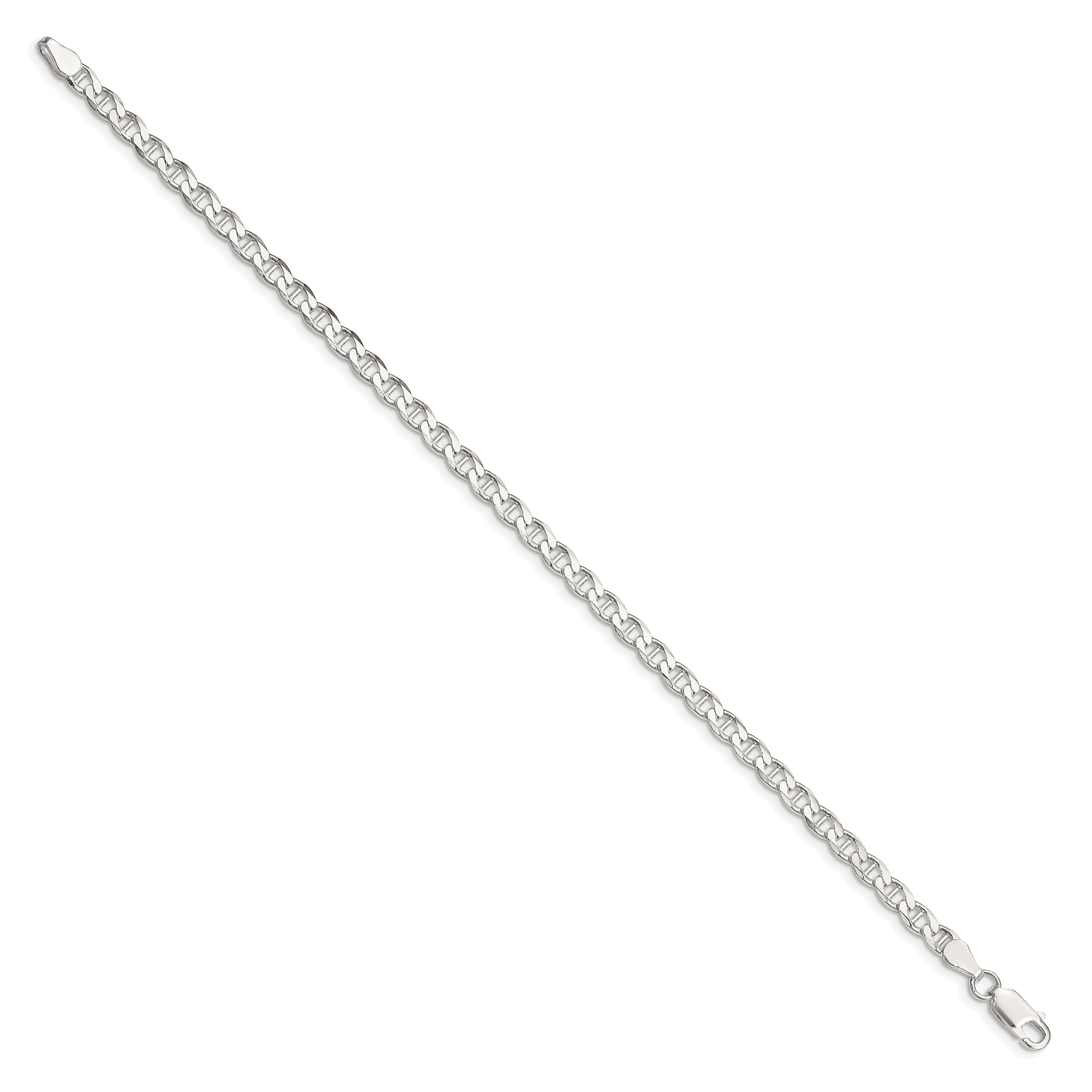 7 Inch Sterling Silver 4.0mm D/C Flat Anchor Curb Chain
