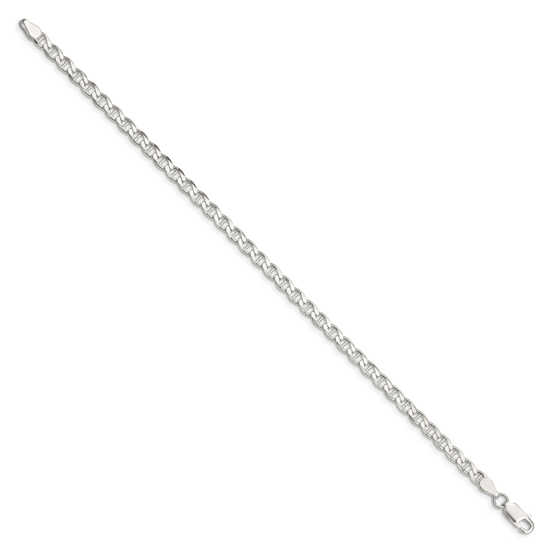 Sterling Silver 4.0mm D/C Flat Anchor Curb Chain Bracelet