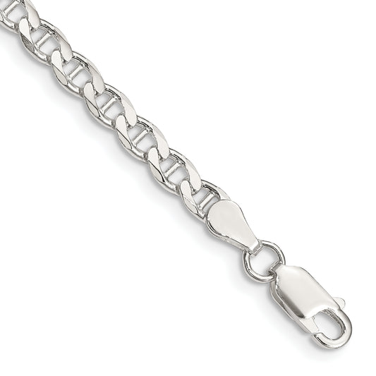 7 Inch Sterling Silver 4.0mm D/C Flat Anchor Curb Chain