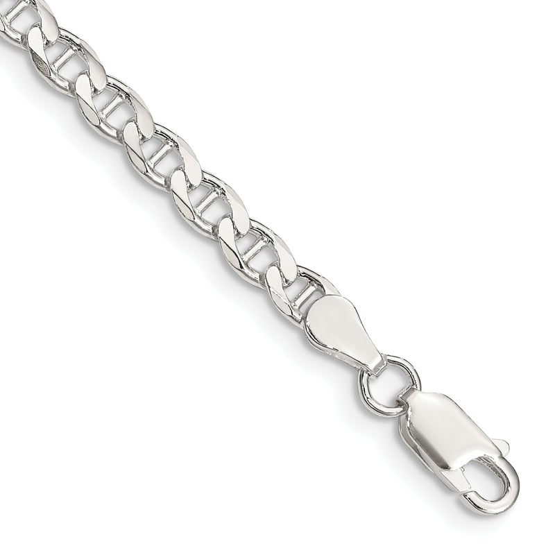 Sterling Silver 4.0mm D/C Flat Anchor Curb Chain Bracelet