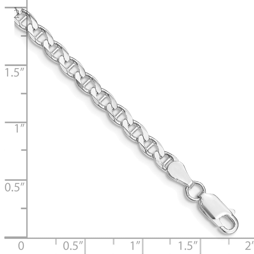 Sterling Silver Rhodium-plated 4.0mm D/C Flat Anchor Curb Chain Bracelet
