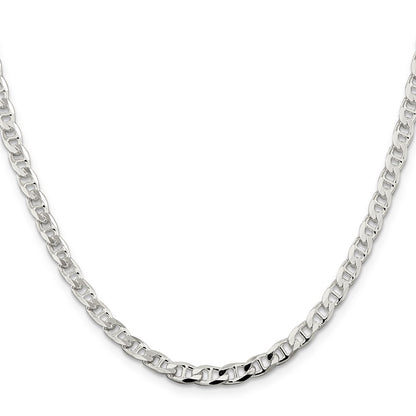 Sterling Silver 4.65mm D/C Flat Anchor Curb Chain Necklace