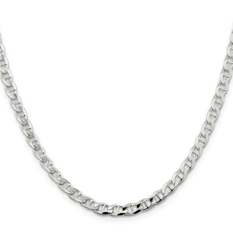 Sterling Silver 4.65mm D/C Flat Anchor Curb Chain Necklace
