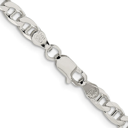 Sterling Silver 4.65mm D/C Flat Anchor Curb Chain Necklace