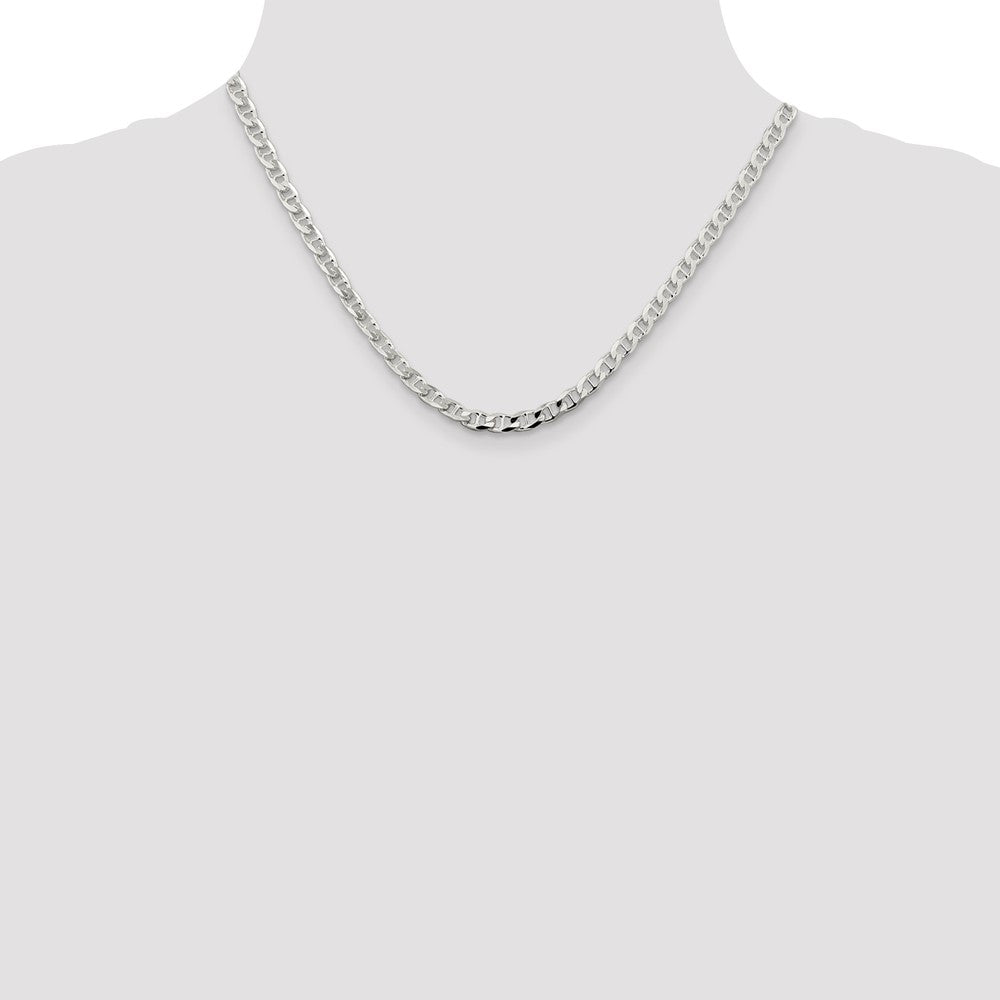 Sterling Silver 4.65mm D/C Flat Anchor Curb Chain Necklace