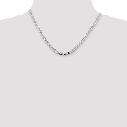 Sterling Silver 4.65mm D/C Flat Anchor Curb Chain Necklace