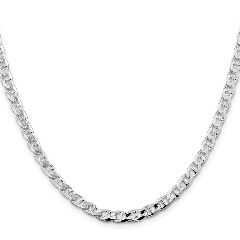 Sterling Silver Rhodium-Plated 4.65mm D/c Flat Anchor Curb Chain Necklace