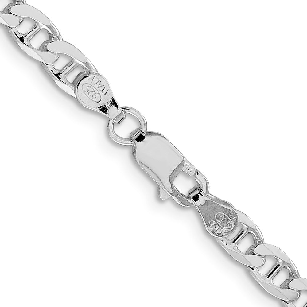 Sterling Silver Rhodium-Plated 4.65mm D/c Flat Anchor Curb Chain Necklace