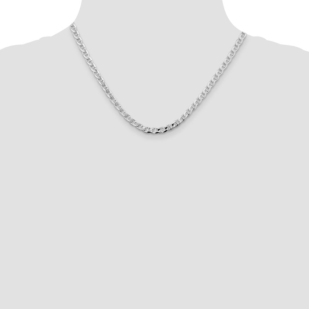 Sterling Silver Rhodium-Plated 4.65mm D/c Flat Anchor Curb Chain Necklace