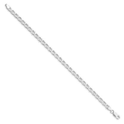 Sterling Silver Rhodium-plated 4.65mm D/C Flat Anchor Curb Chain Bracelet