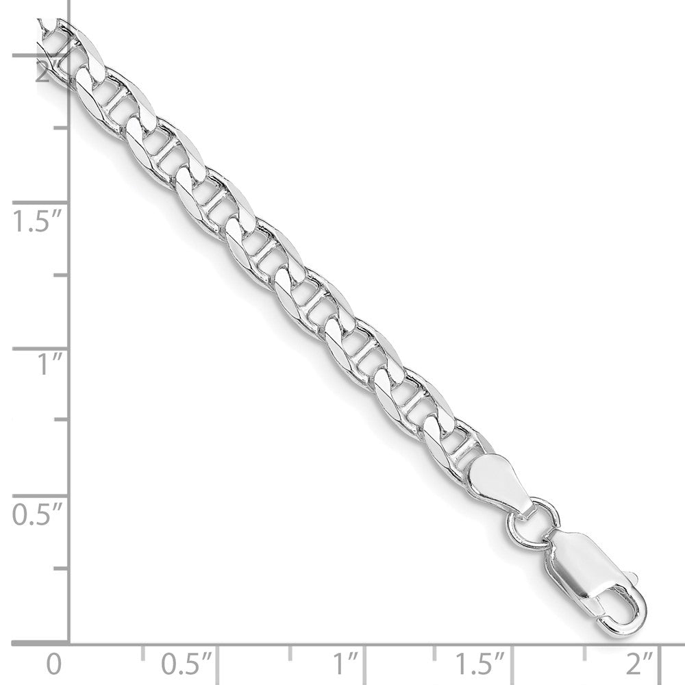 Sterling Silver Rhodium-plated 4.65mm D/C Flat Anchor Curb Chain Bracelet