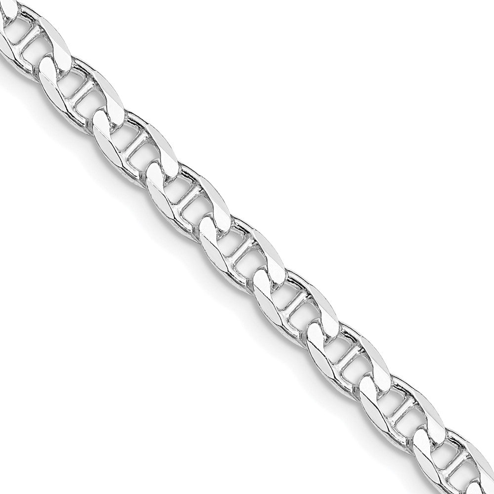 Sterling Silver Rhodium-Plated 4.65mm D/c Flat Anchor Curb Chain Necklace