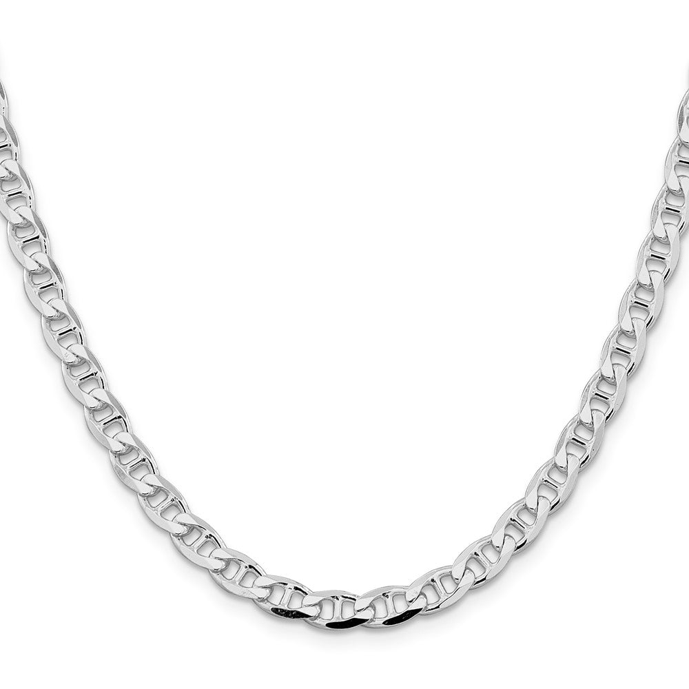 Sterling Silver Rhodium-Plated 5.7mm D/c Flat Anchor Curb Chain Necklace