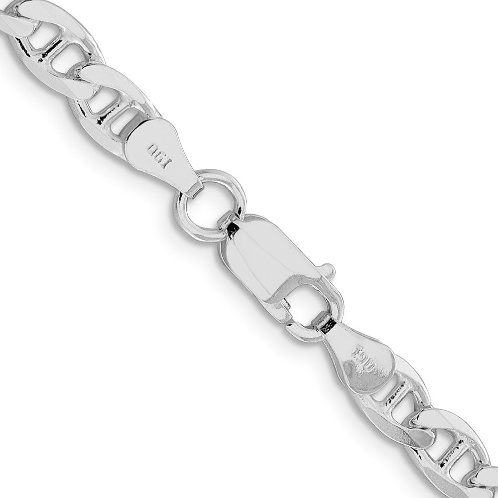 Sterling Silver Rhodium-Plated 5.7mm D/c Flat Anchor Curb Chain Necklace