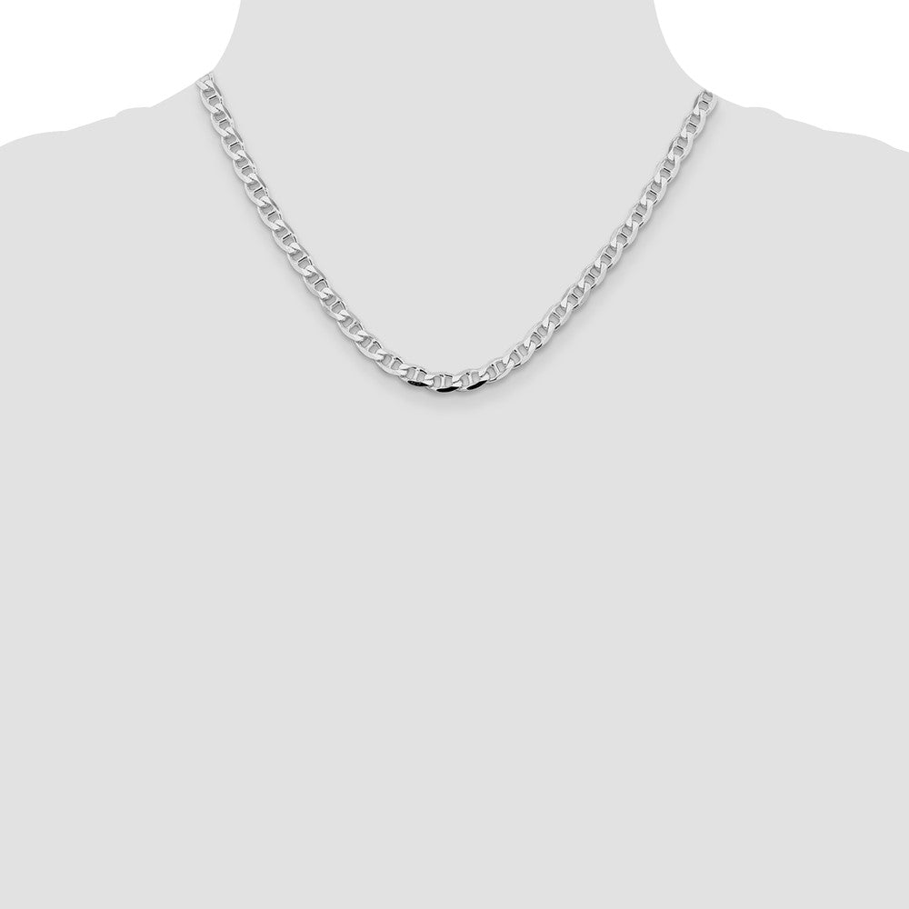 Sterling Silver Rhodium-Plated 5.7mm D/c Flat Anchor Curb Chain Necklace