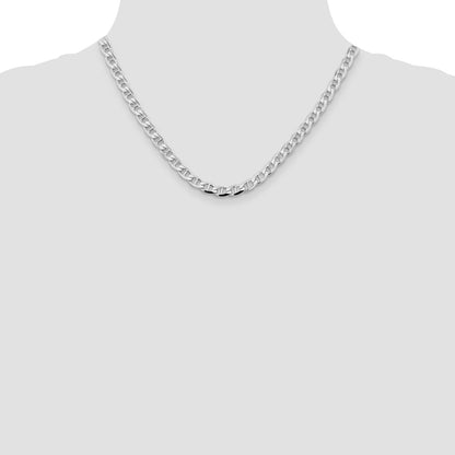 Sterling Silver Rhodium-Plated 5.7mm D/c Flat Anchor Curb Chain Necklace
