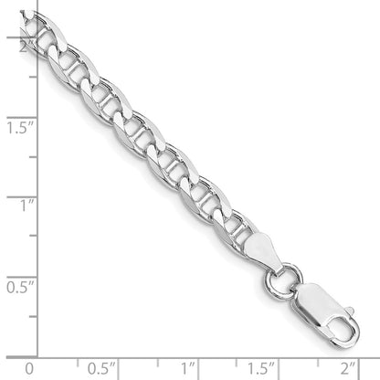 Sterling Silver Rhodium-plated 5.7mm D/C Flat Anchor Curb Chain Bracelet