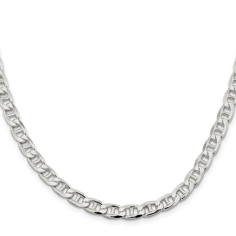 Sterling Silver 6.5mm D/C Flat Anchor Curb Chain Necklace