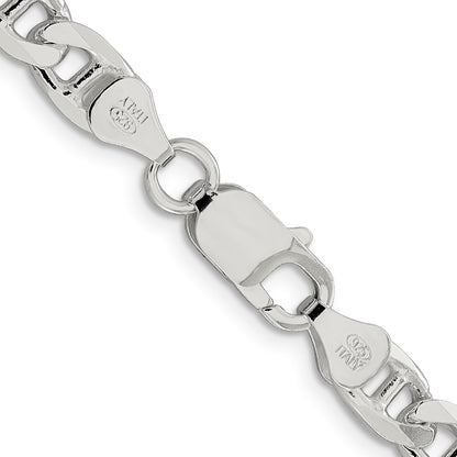 Sterling Silver 6.5mm D/C Flat Anchor Curb Chain Necklace