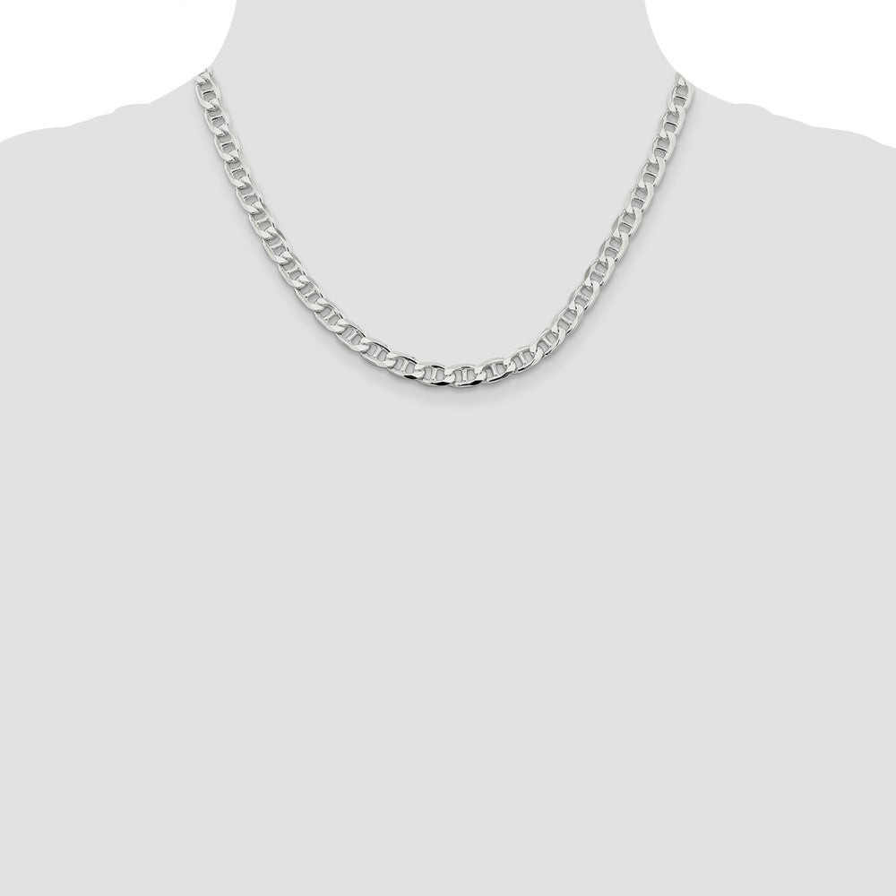 Sterling Silver 6.5mm D/C Flat Anchor Curb Chain Necklace