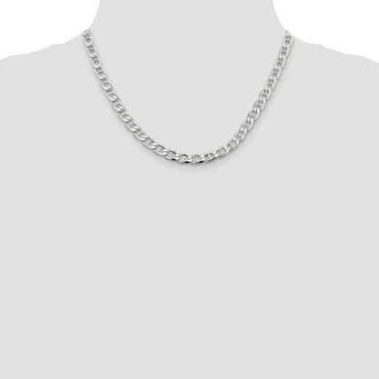 Sterling Silver 6.5mm D/C Flat Anchor Curb Chain Necklace